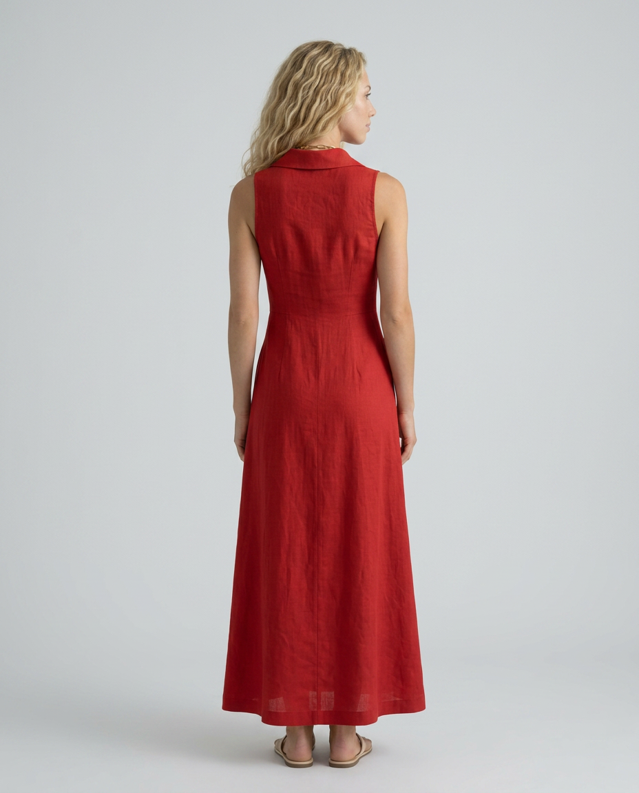 Rose | Timeless Sleeveless Maxi Linen Shirt Dress