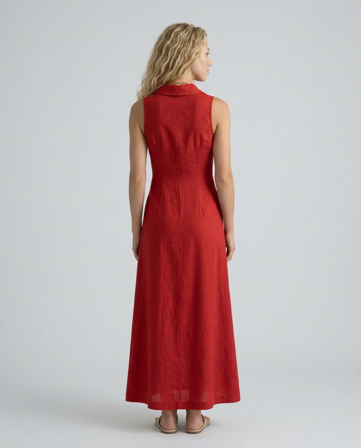 Rose | Timeless Sleeveless Maxi Linen Shirt Dress