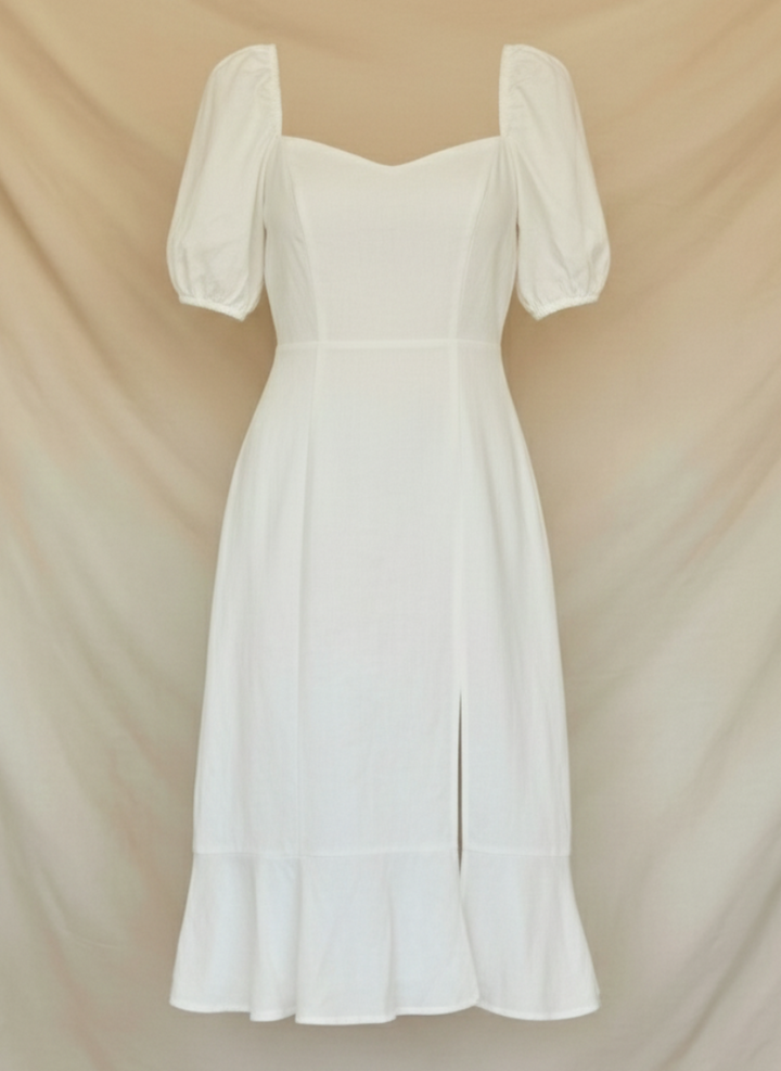 Rosie | Classic Puff Sleeve Cocktail Midi Dress