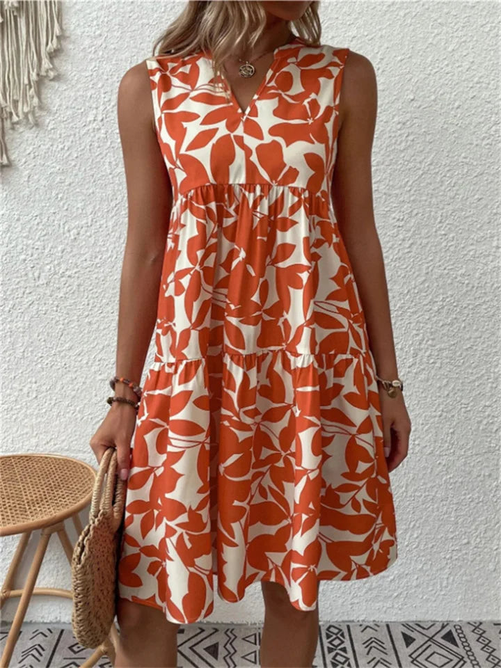 Rosie | Relaxed Floral Midi Dress with Tiered Swing Hem