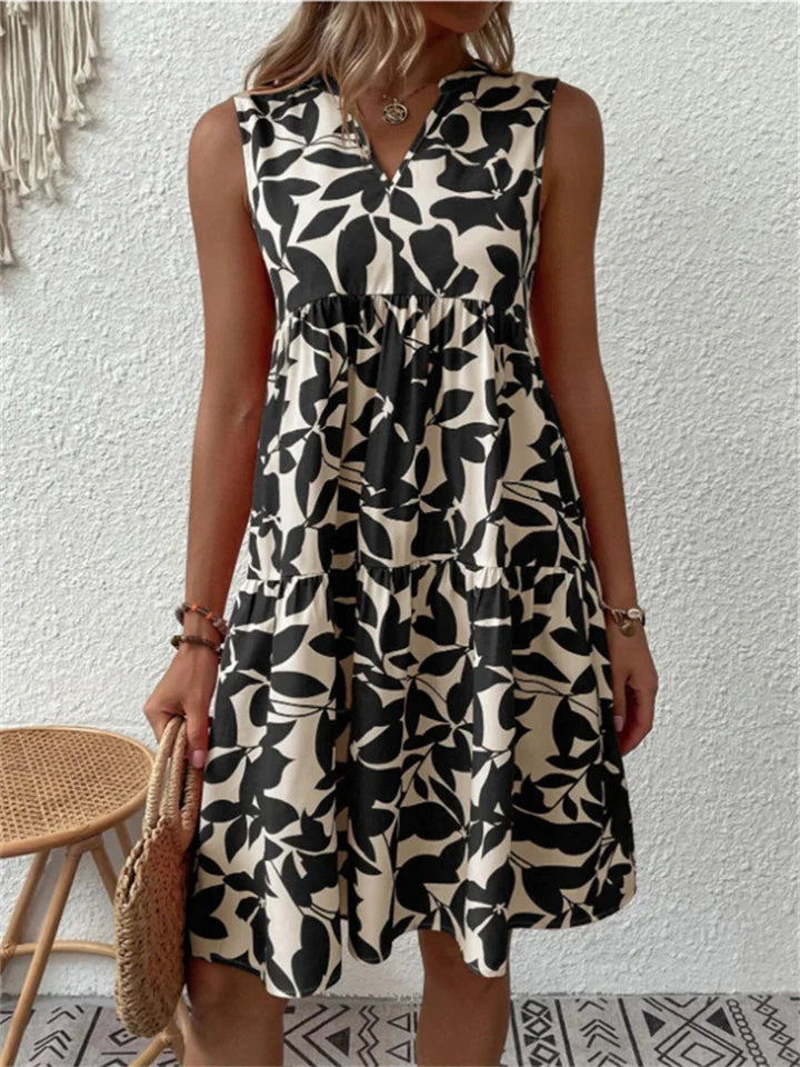 Rosie | Relaxed Floral Midi Dress with Tiered Swing Hem