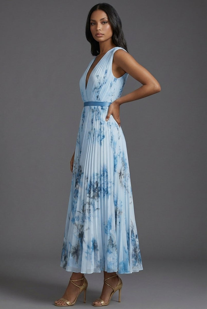 Rosie | Relaxed Pleated Floral V-Neck Races Dresses