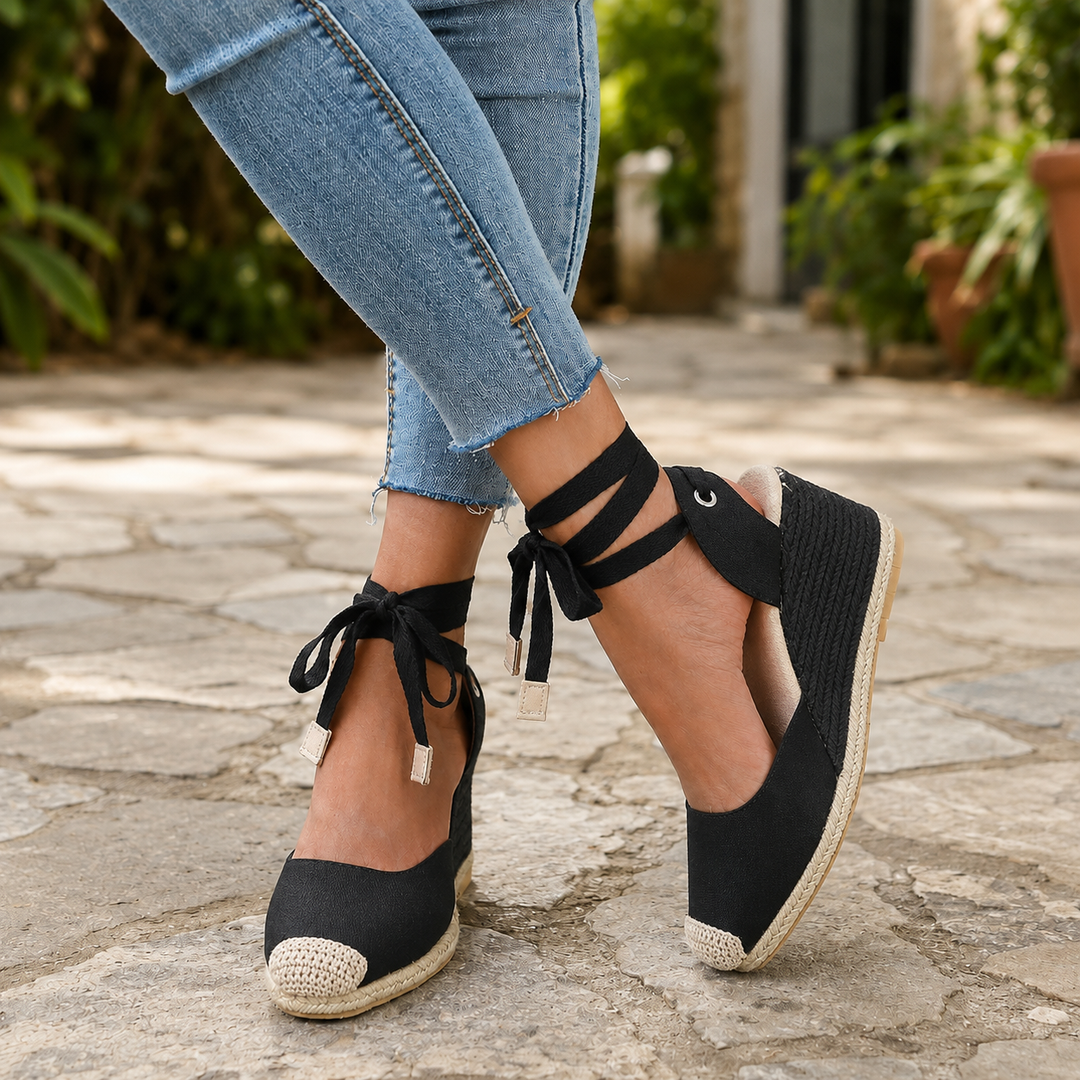 Ruby | Classic Lace-Up Espadrille Wedges
