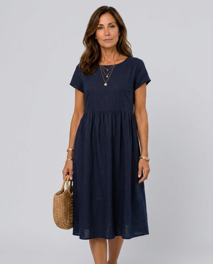 Ruby | Graceful Short Sleeve A-Line Midi Dress