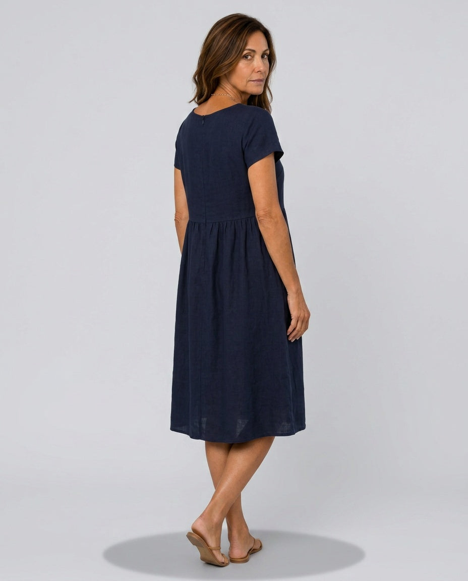 Ruby | Graceful Short Sleeve A-Line Midi Dress