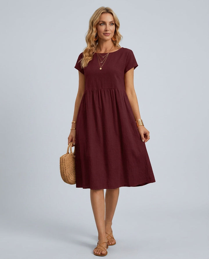 Ruby | Graceful Short Sleeve A-Line Midi Dress
