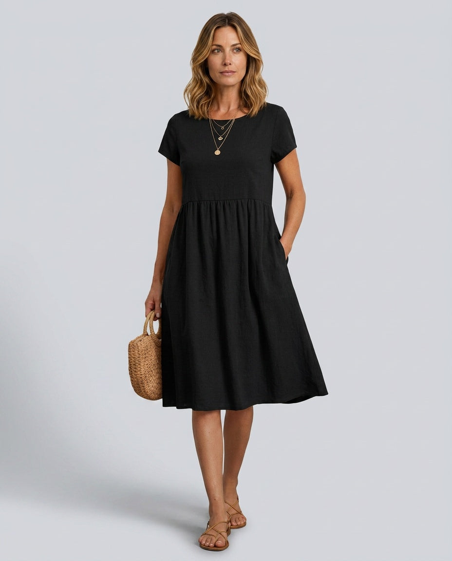 Ruby | Graceful Short Sleeve A-Line Midi Dress