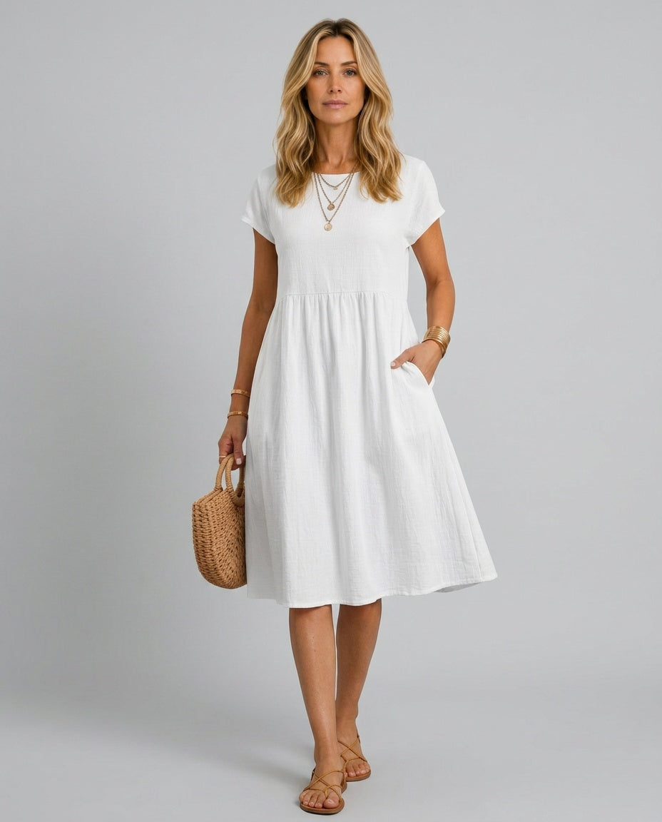 Ruby | Graceful Short Sleeve A-Line Midi Dress