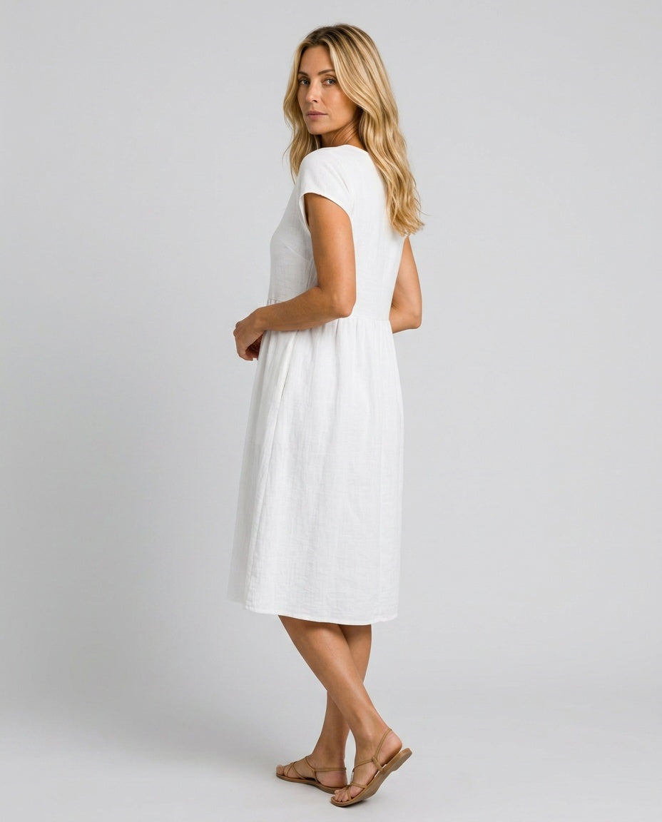 Ruby | Graceful Short Sleeve A-Line Midi Dress