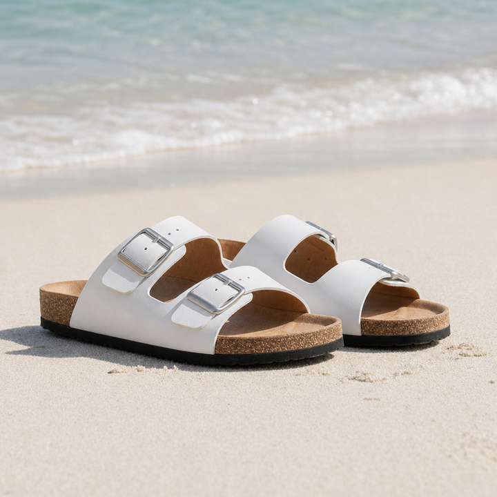 Ruby | Refined Double Strap Buckle Flat Sandals