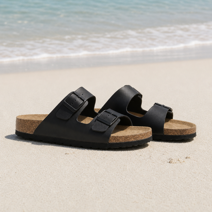 Ruby | Refined Double Strap Buckle Flat Sandals