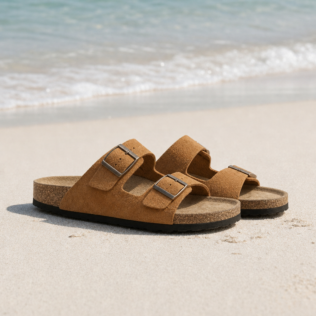 Ruby | Refined Double Strap Buckle Flat Sandals