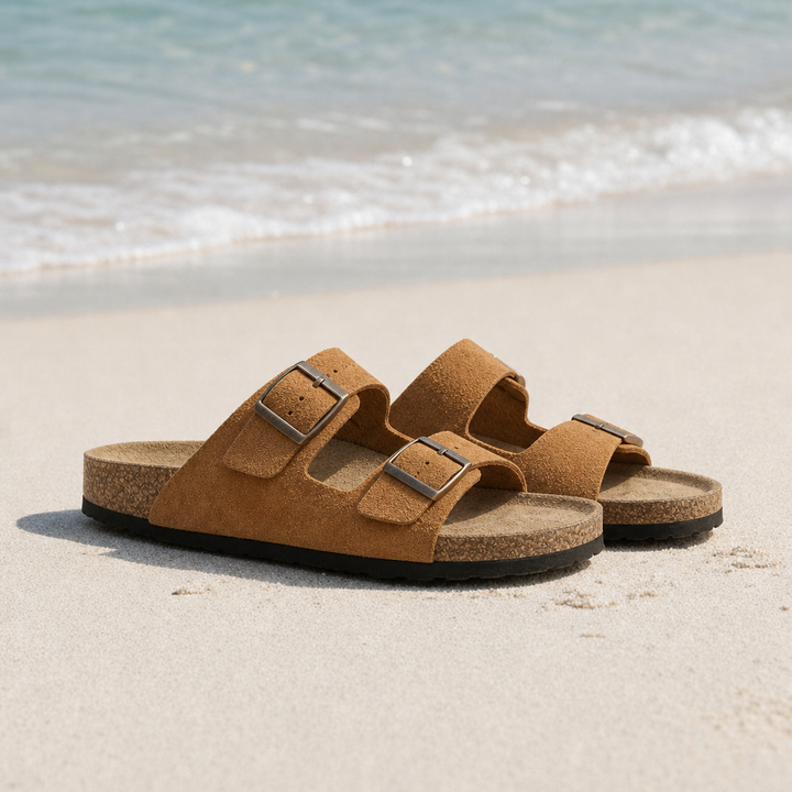 Ruby | Refined Double Strap Buckle Flat Sandals