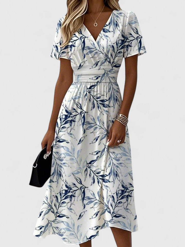 Ruby | Refined Floral Wrap Midi Dress V-Neck