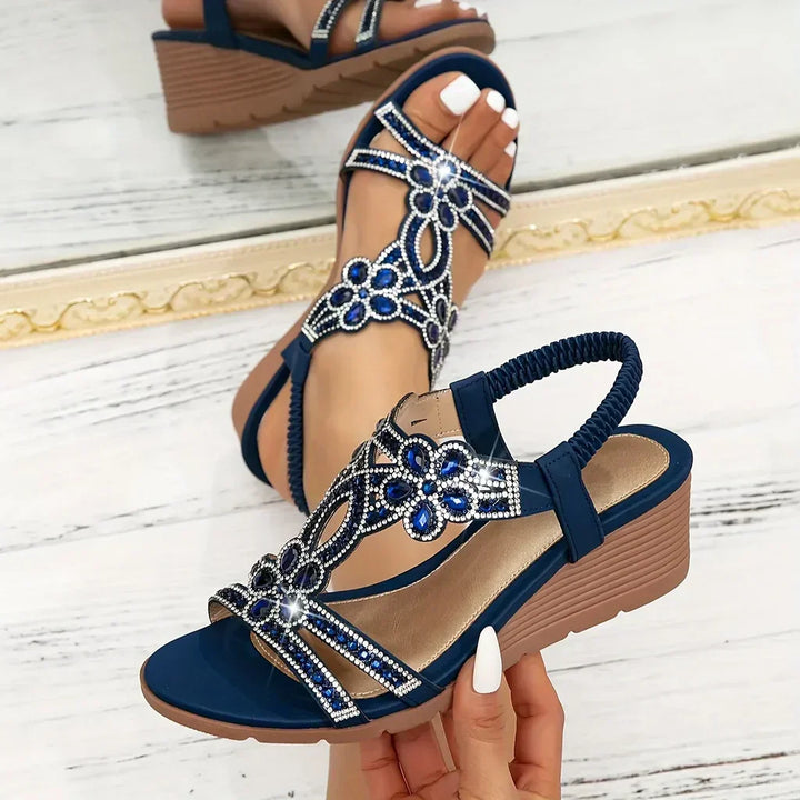 Ruby | Relaxed Embellished Platform Wedge Sandals