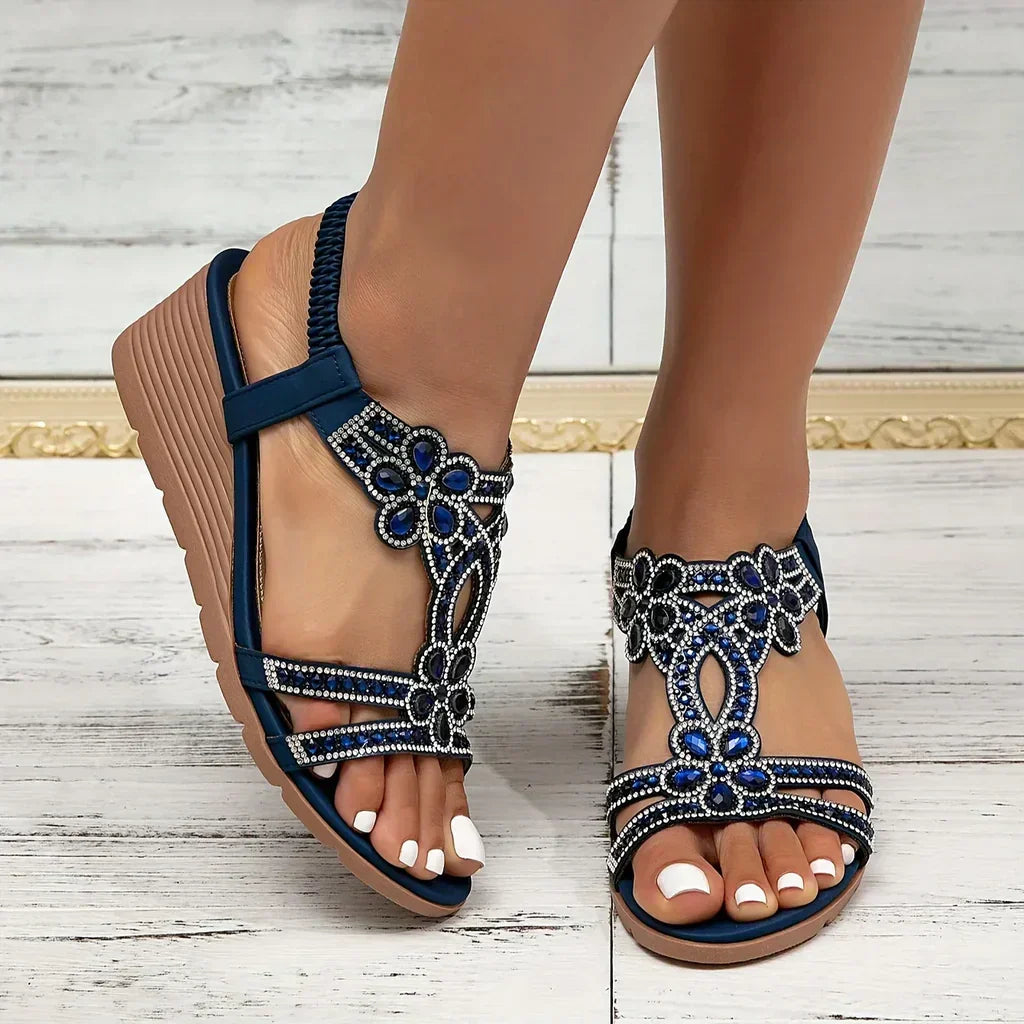 Ruby | Relaxed Embellished Platform Wedge Sandals