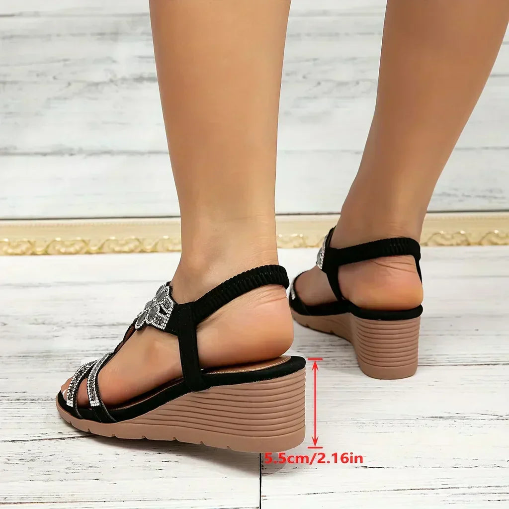 Ruby | Relaxed Embellished Platform Wedge Sandals