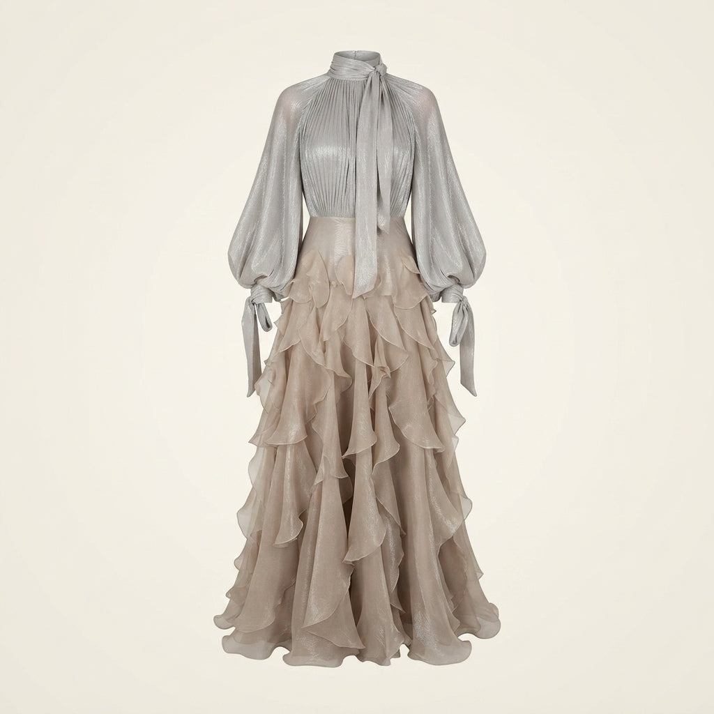 Ruby | Timeless Ruffled High-Neck Maxi Races Dress