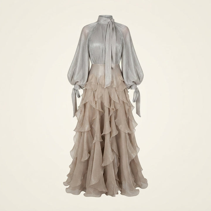 Ruby | Timeless Ruffled High-Neck Maxi Races Dress