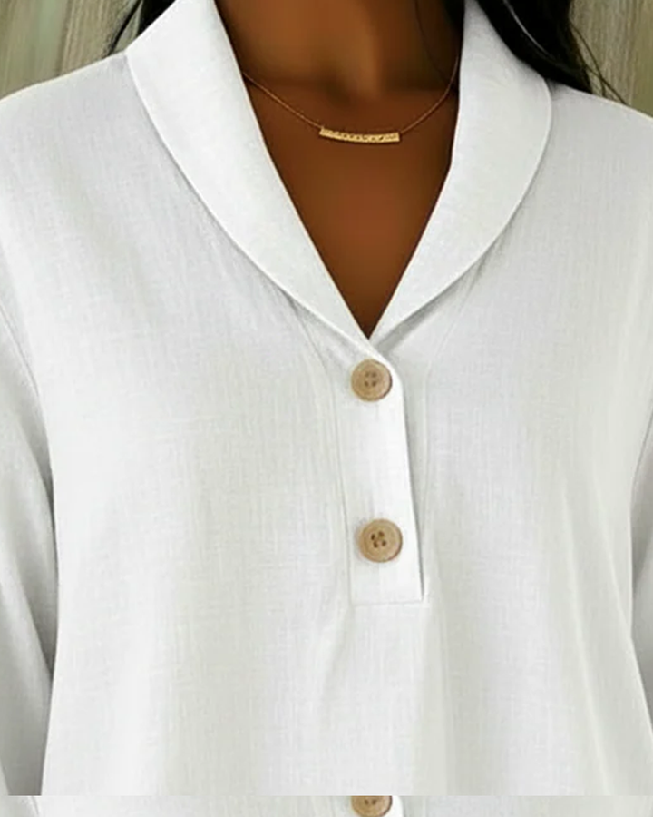 Sadie | Elegant Notched Collar Linen Shirt Blouse
