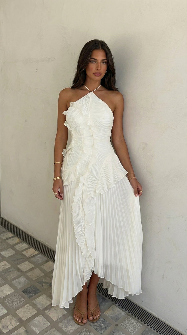 Sadie | Graceful Halter Neck Ruffle Races Dress