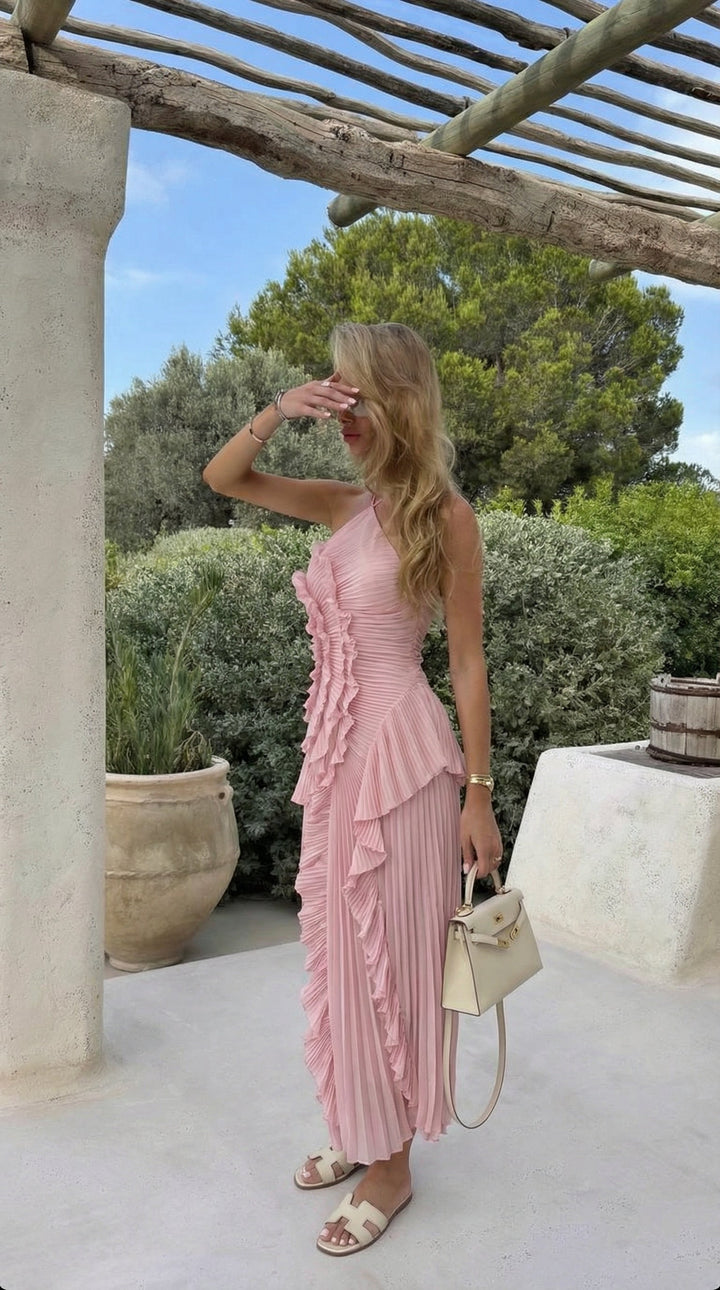 Sadie | Graceful Halter Neck Ruffle Races Dress