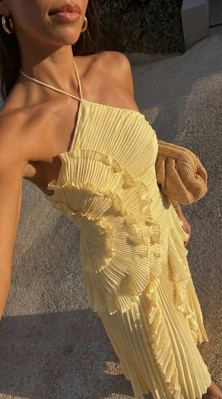 Sadie | Graceful Halter Neck Ruffle Races Dress
