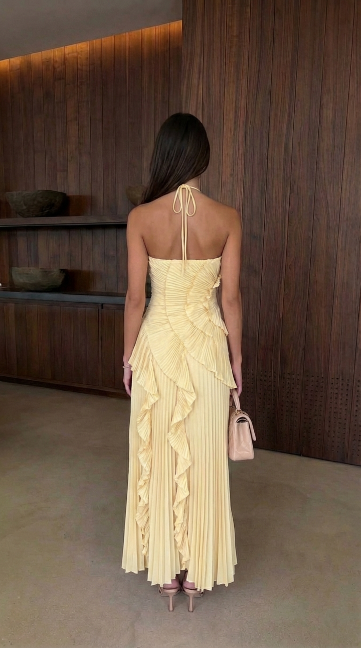 Sadie | Graceful Halter Neck Ruffle Races Dress