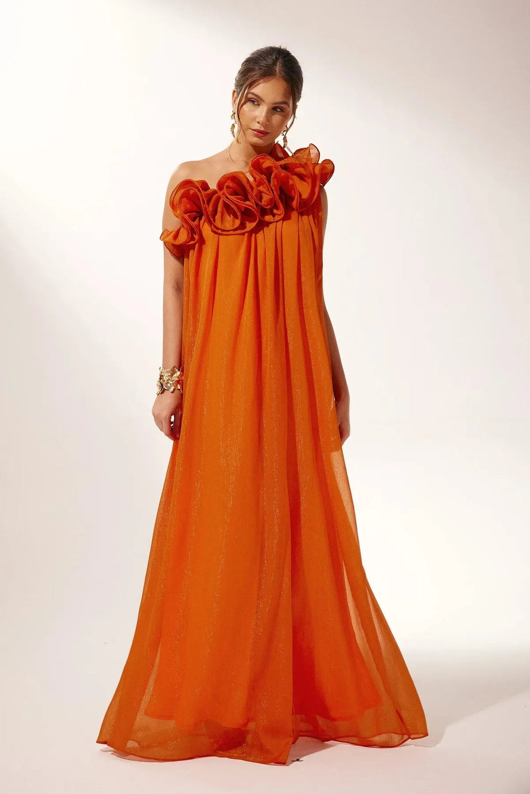 Sadie | One-Shoulder Ruffle Formal Evening Maxi Dress