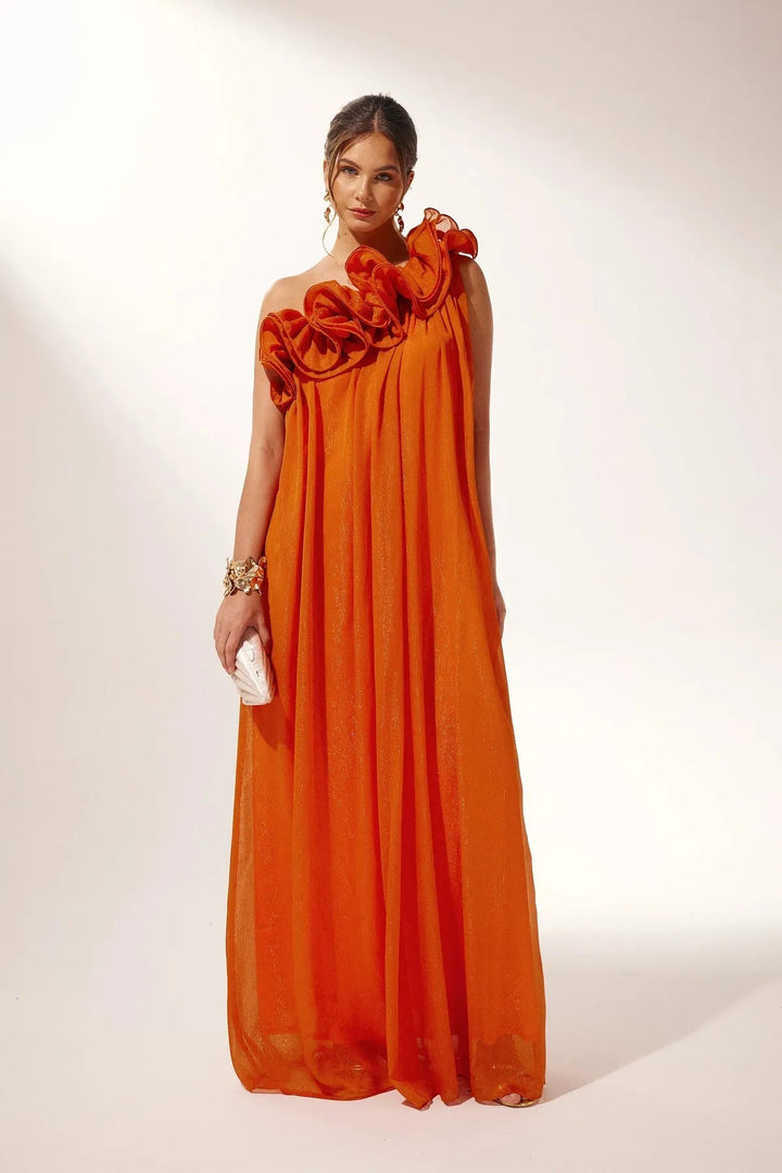 Sadie | One-Shoulder Ruffle Formal Evening Maxi Dress