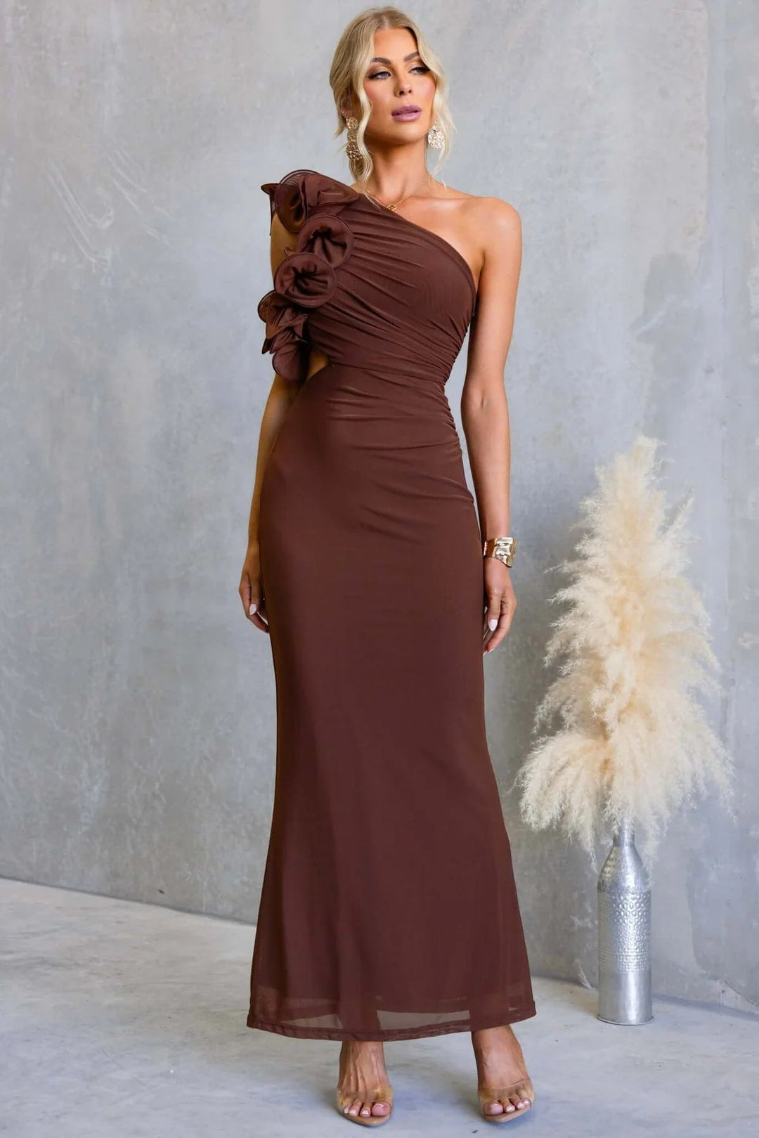 Savannah | Chic Ruffle One-Shoulder Races Dress