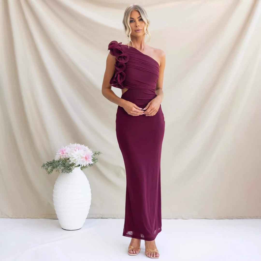 Savannah | Chic Ruffle One-Shoulder Races Dress