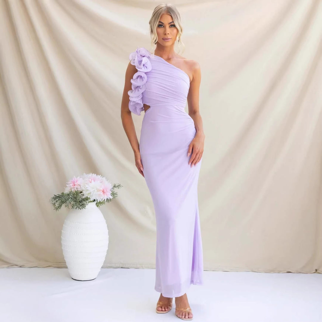 Savannah | Chic Ruffle One-Shoulder Races Dress
