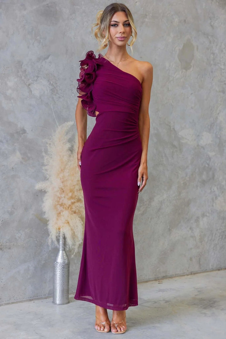 Savannah | Chic Ruffle One-Shoulder Races Dress