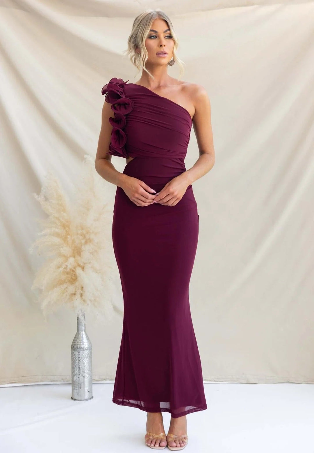 Savannah | Chic Ruffle One-Shoulder Races Dress