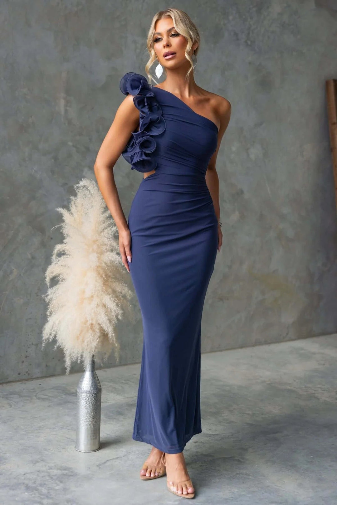 Savannah | Chic Ruffle One-Shoulder Races Dress