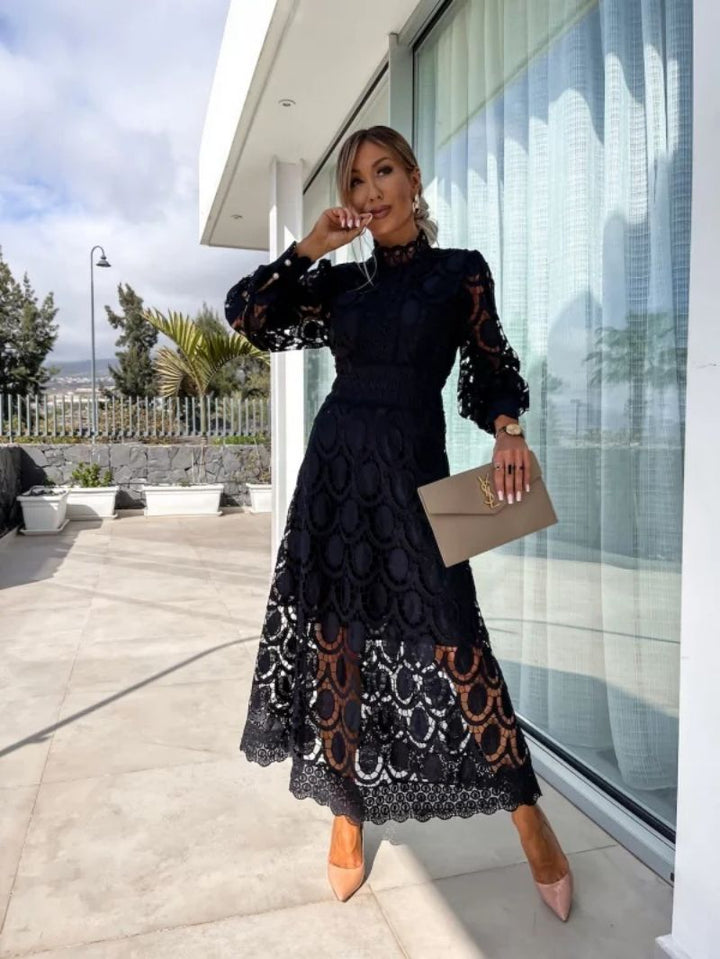 Savannah | Classic Lace Crochet Midi Cocktail Dress