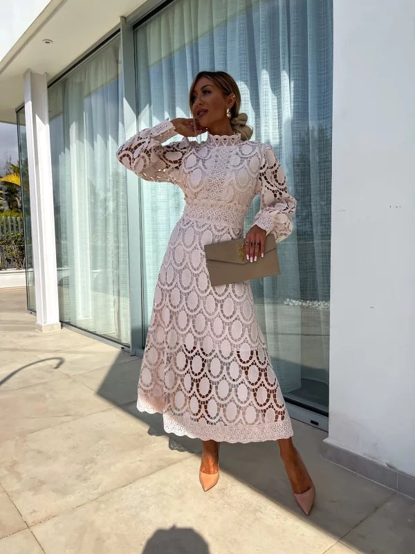 Savannah | Classic Lace Crochet Midi Cocktail Dress