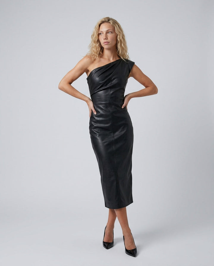 Savannah | Elegant One-Shoulder Cocktail Midi Dress