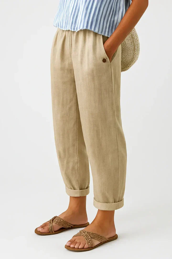 Savannah | Elegant Relaxed Cuffed Linen Pants