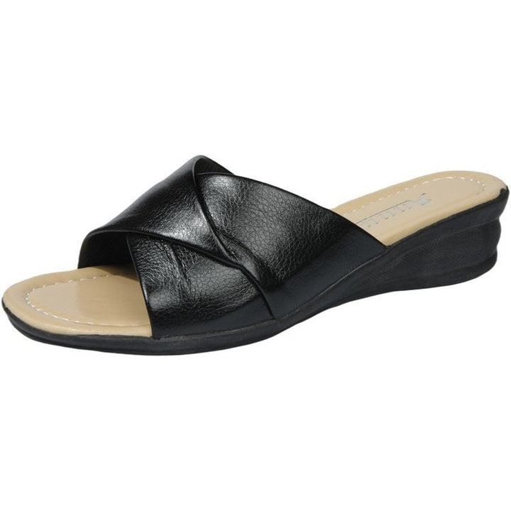 Savannah | Graceful Crossed Strap Wedge Slide Sandals