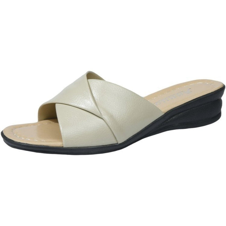 Savannah | Graceful Crossed Strap Wedge Slide Sandals