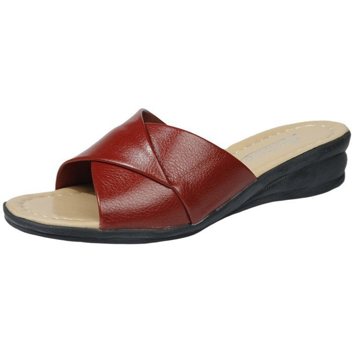 Savannah | Graceful Crossed Strap Wedge Slide Sandals