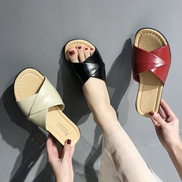 Savannah | Graceful Crossed Strap Wedge Slide Sandals