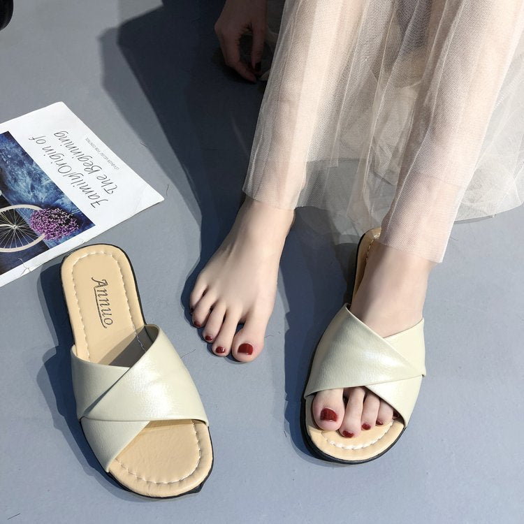 Savannah | Graceful Crossed Strap Wedge Slide Sandals