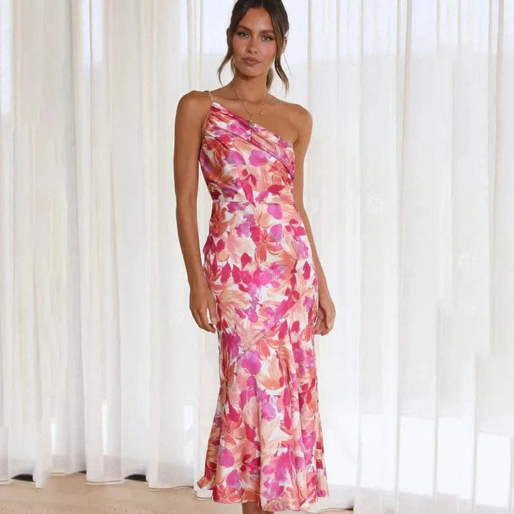 Savannah | Graceful One Shoulder Floral Cocktail Dress