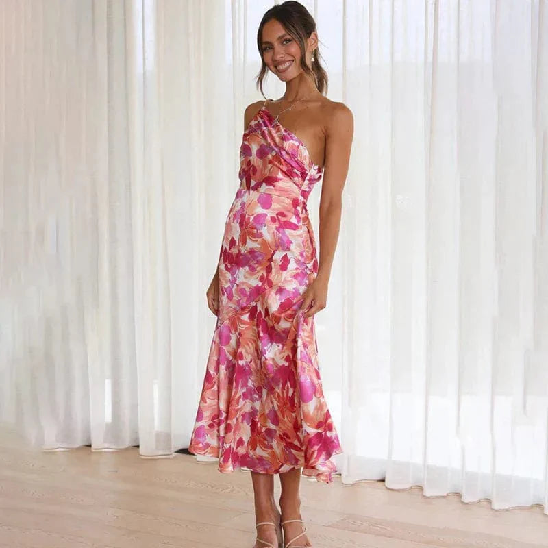 Savannah | Graceful One Shoulder Floral Cocktail Dress