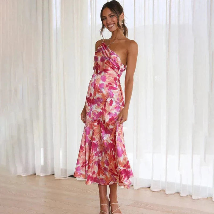 Savannah | Graceful One Shoulder Floral Cocktail Dress