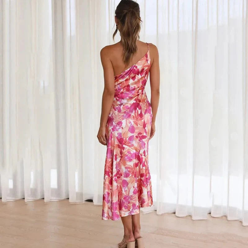 Savannah | Graceful One Shoulder Floral Cocktail Dress