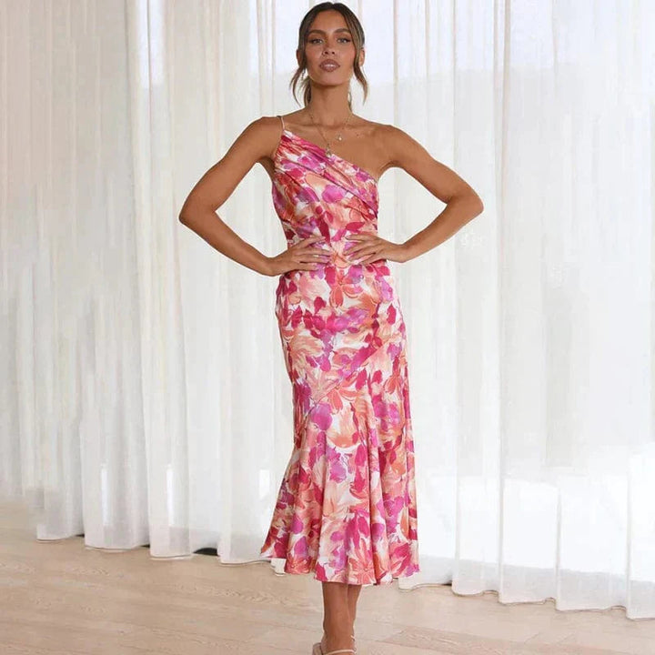 Savannah | Graceful One Shoulder Floral Cocktail Dress